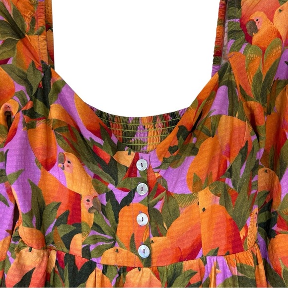 Farm Rio - NWT, Women’s ‘Mango Macaws’ Long-Sleeve Mini Dress in Lilac - Small - Picture 10 of 17